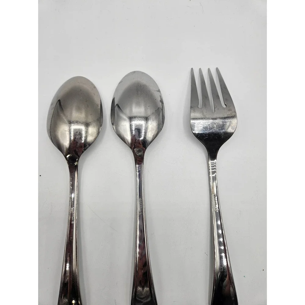 ONEIDA Satin Bristol Everdale Stainless Flatware Serving Spoons Serving Fork (3)